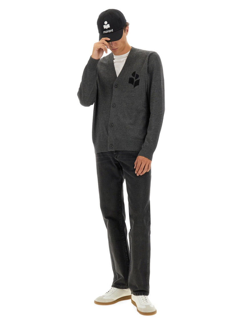 Black Logo V Neck Cardigan 2