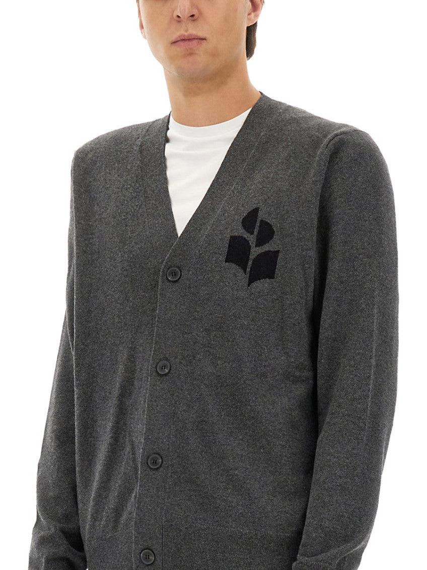 Black Logo V Neck Cardigan 4
