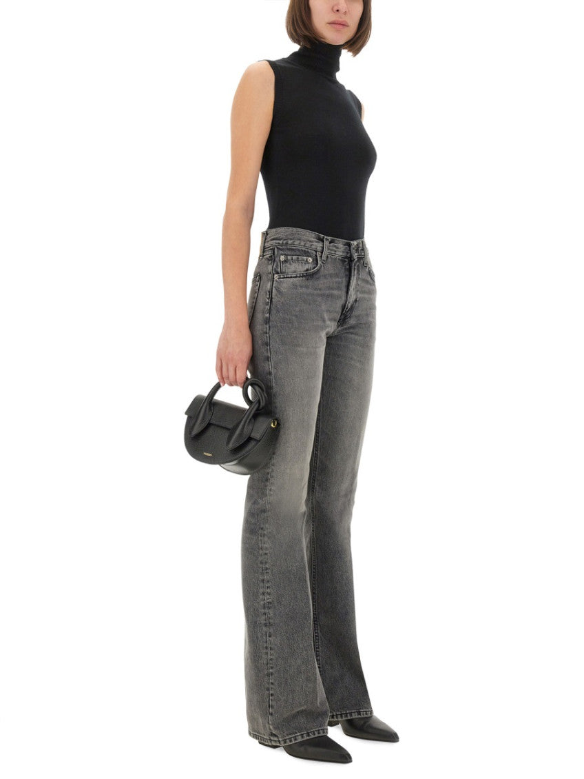 Grey Flared Mid Rise Jeans 2
