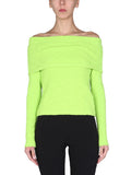 Green Textured Off Shoulder Top 1