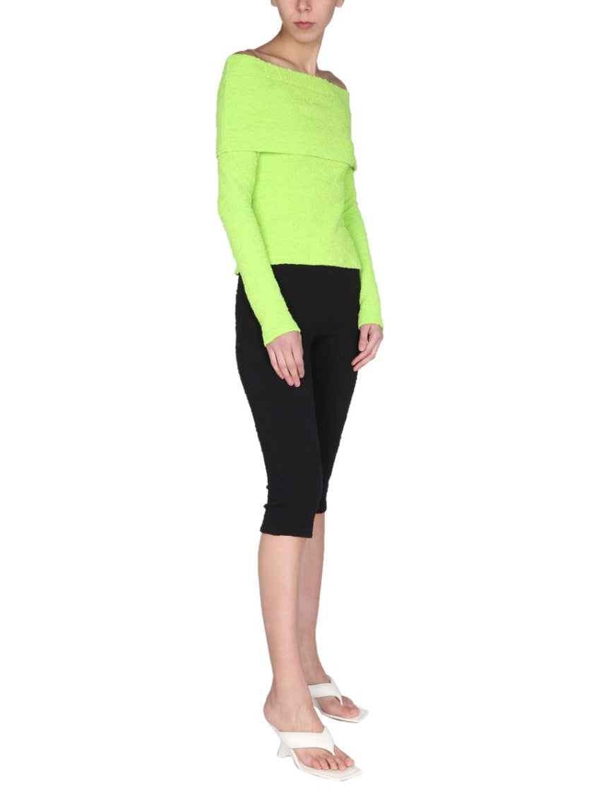 Green Textured Off Shoulder Top 4