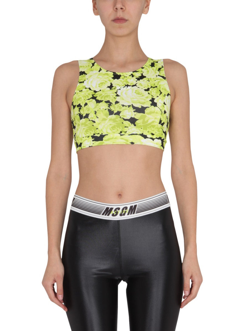 Yellow Floral Round Neck Top 1