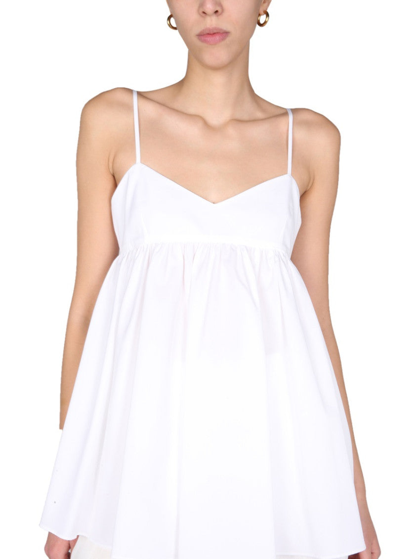White Solid V Neck Top 3