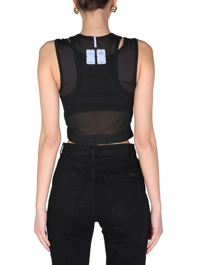 Black Solid Crew Neck Top 2