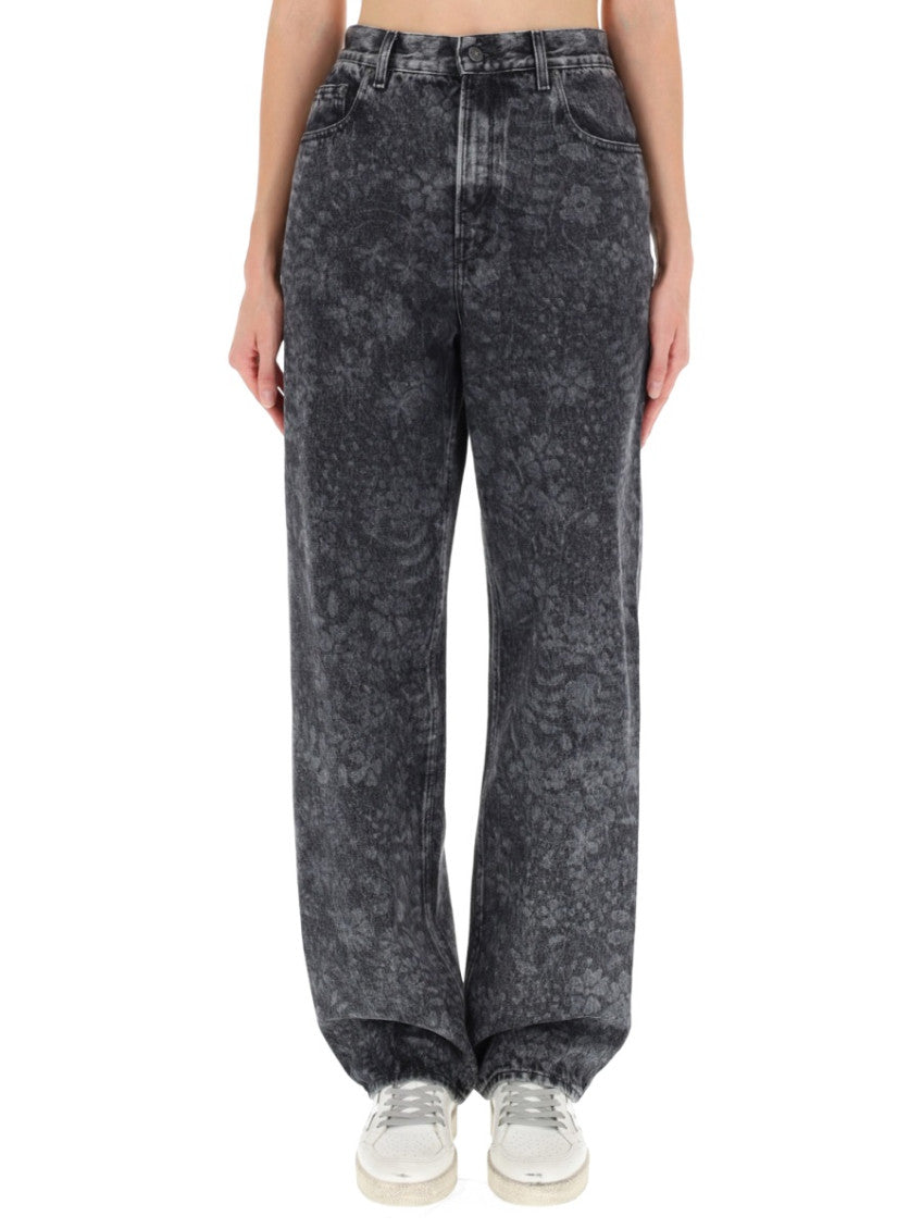 Black Floral Loose High Rise Jeans 1