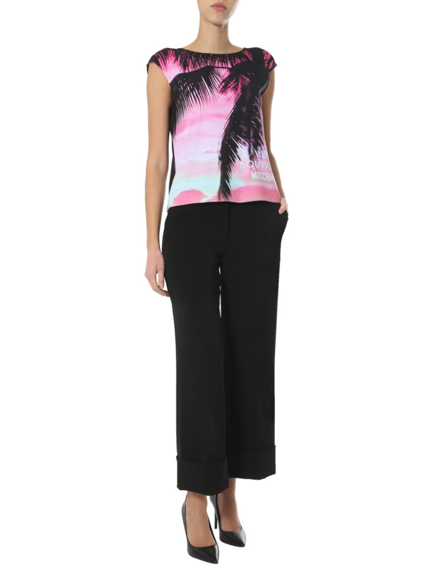 Black Printed Round Neck Top 4