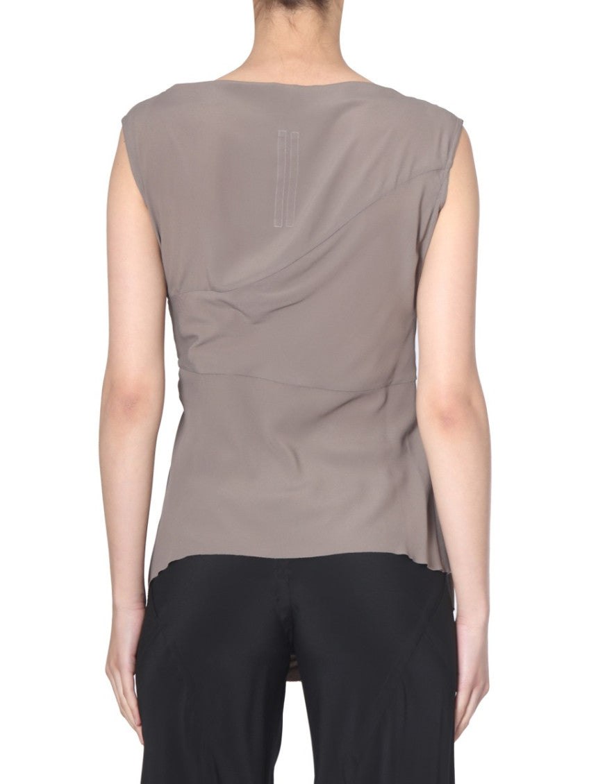 Grey Solid Boat Neck Top 2