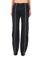 Black Straight Mid Rise Jeans 1