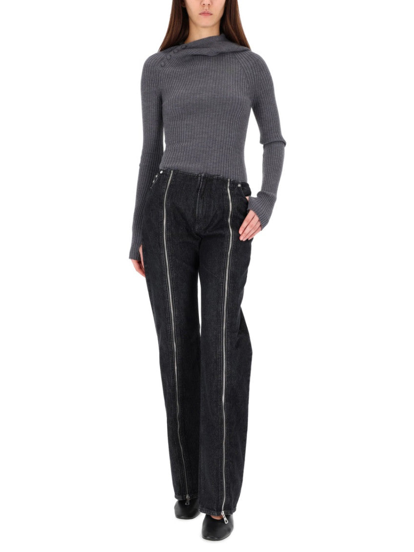 Black Straight Mid Rise Jeans 4