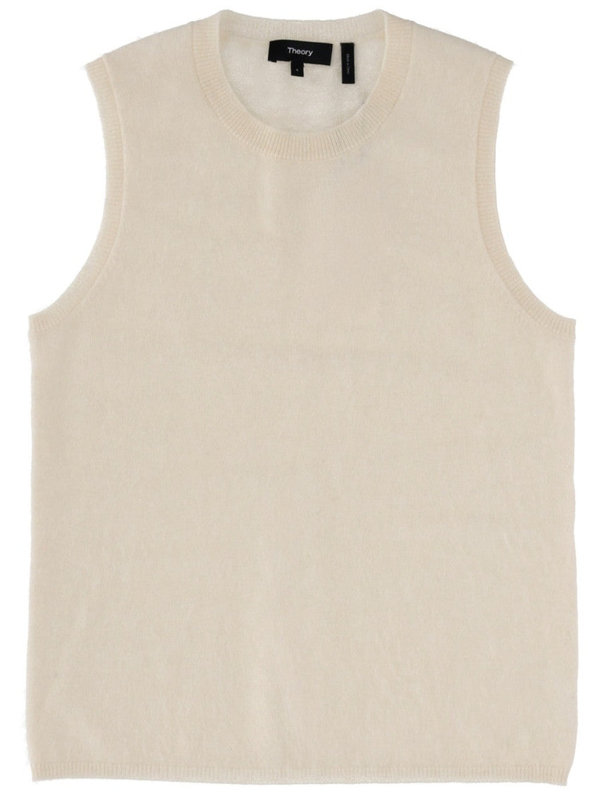 Beige Solid Crew Neck Top 1