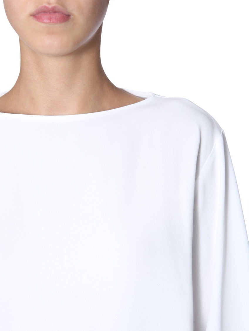 White Solid Boat Neck Top 3