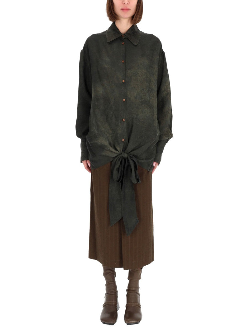 Olive Green Oversized Textured Shirt 1