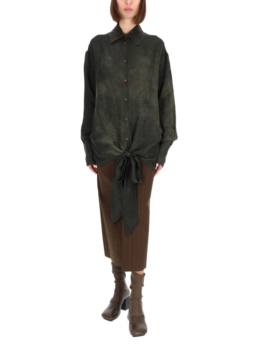 Olive Green Oversized Textured Shirt 3