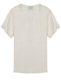 Off White Solid V Neck Top 1