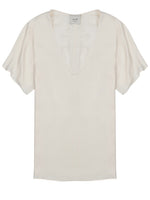 Off White Solid V Neck Top 1