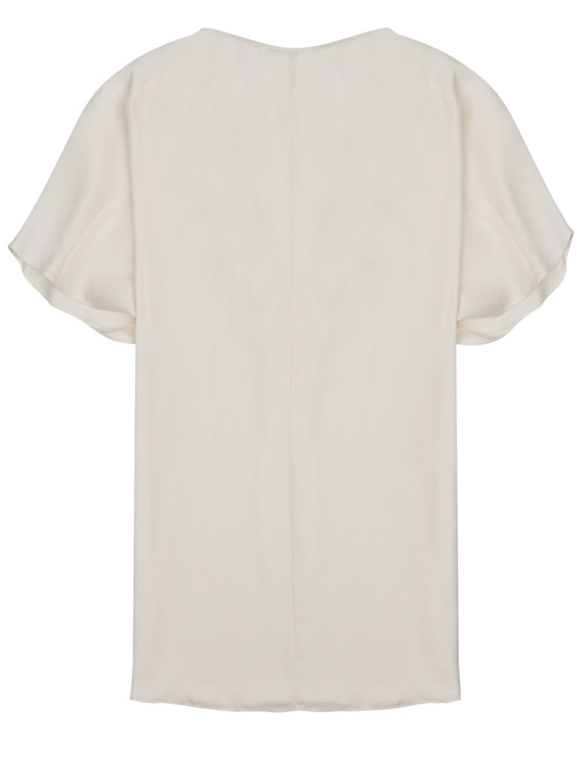 Off White Solid V Neck Top 2