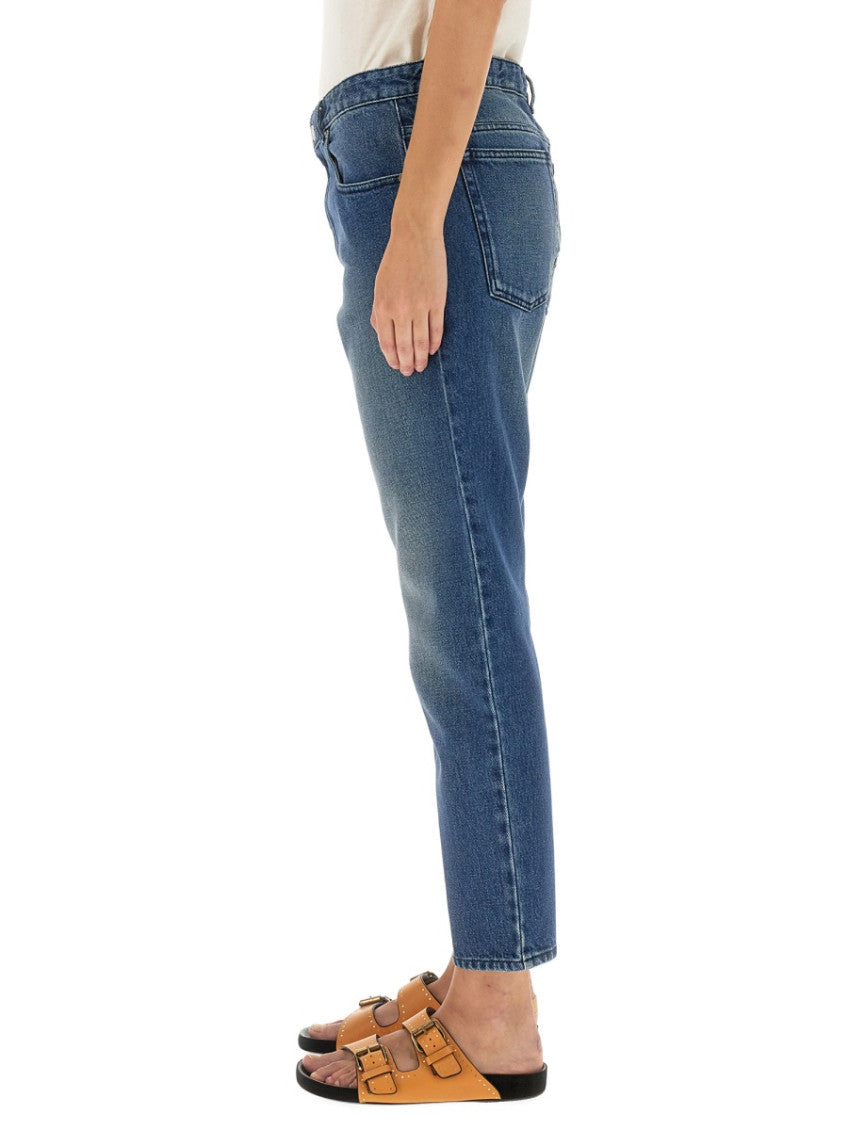 Blue Straight Mid Rise Jeans 3