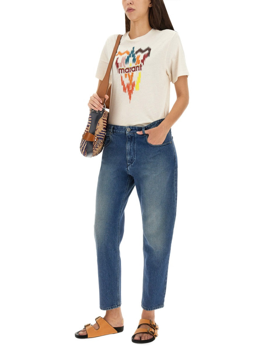 Blue Straight Mid Rise Jeans 4