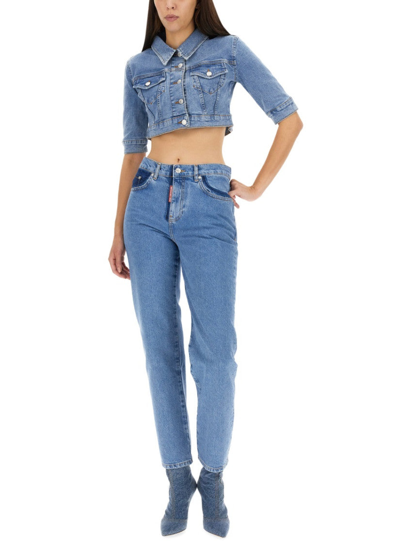 Blue Straight High Rise Jeans 4