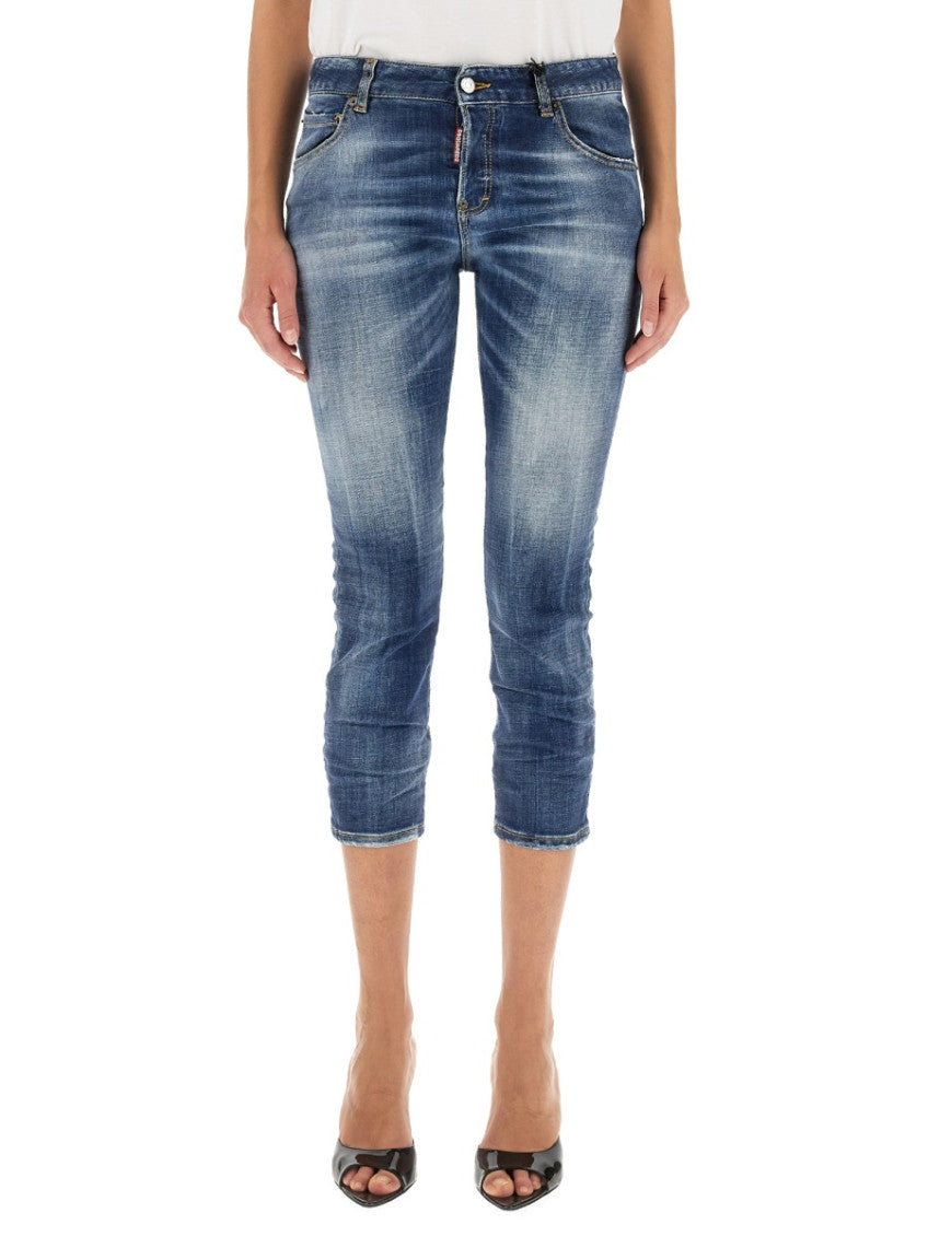 Blue Skinny Mid Rise Jeans 1