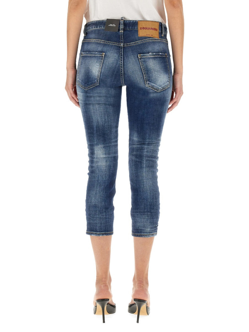 Blue Skinny Mid Rise Jeans 2