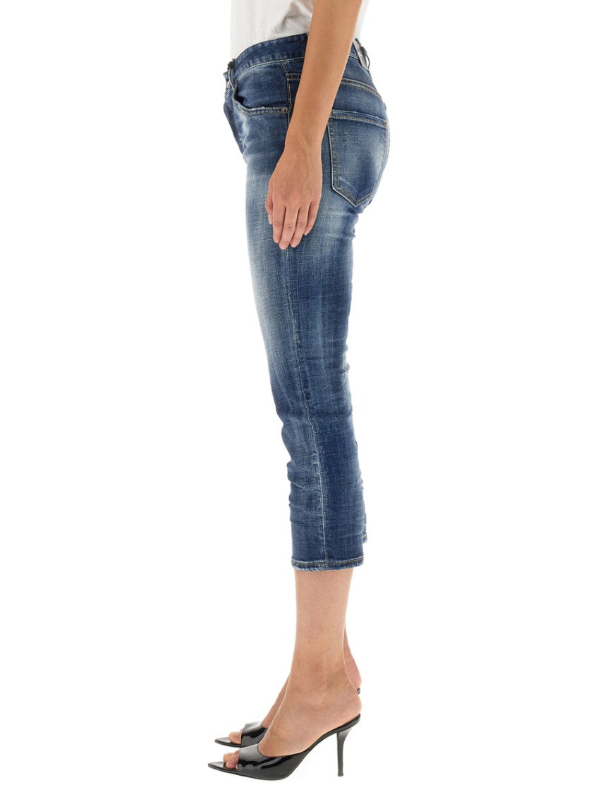 Blue Skinny Mid Rise Jeans 3