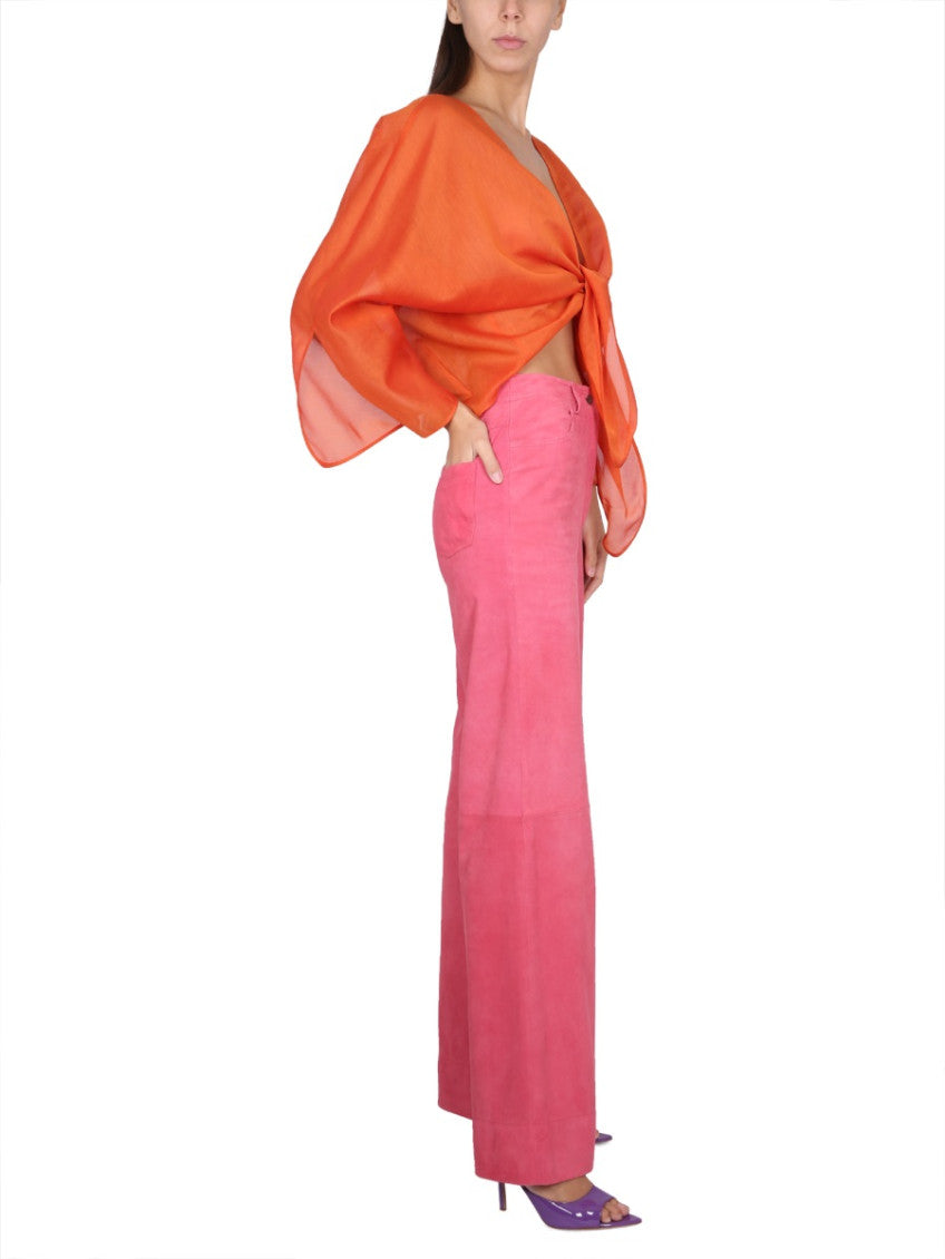 Fuchsia Wide Leg High Rise Jeans 4