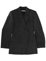 Black Solid Notched Lapel Blazer Dress 1