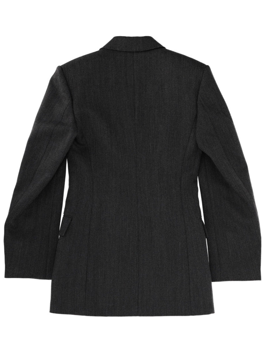 Black Solid Notched Lapel Blazer Dress 2