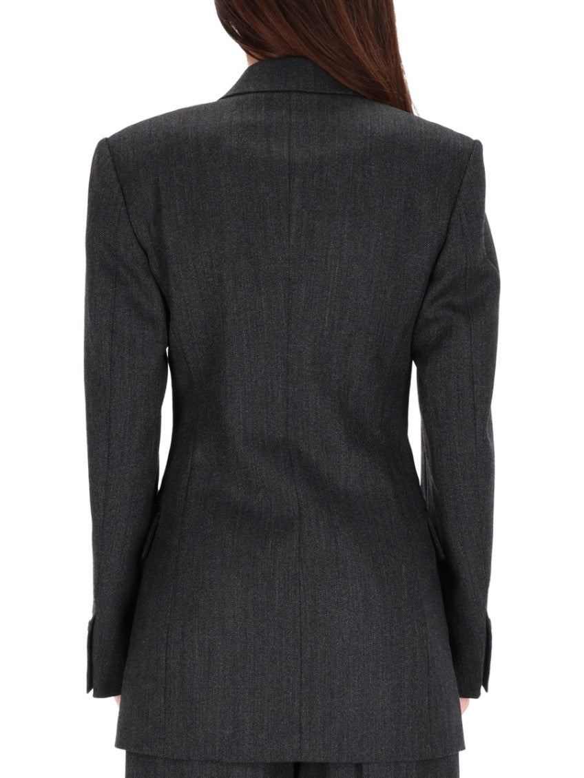 Black Solid Notched Lapel Blazer Dress 4