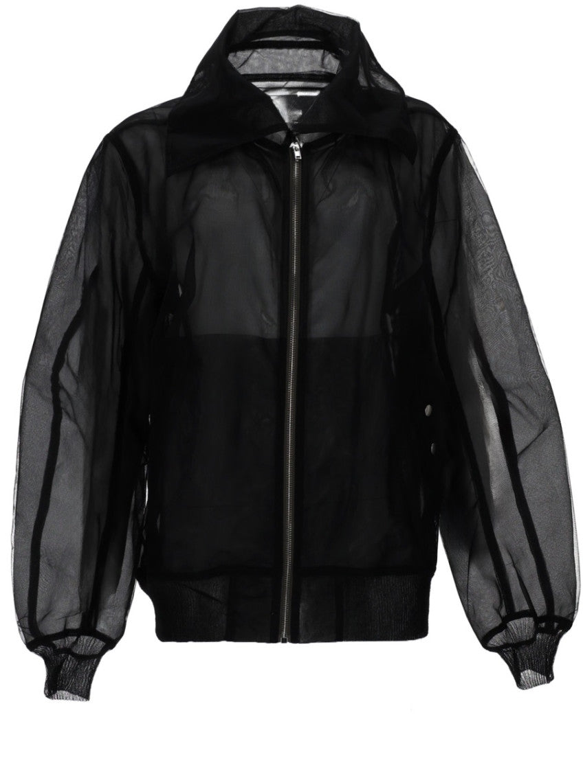 Black Transparent Shirt Collar Jacket 1