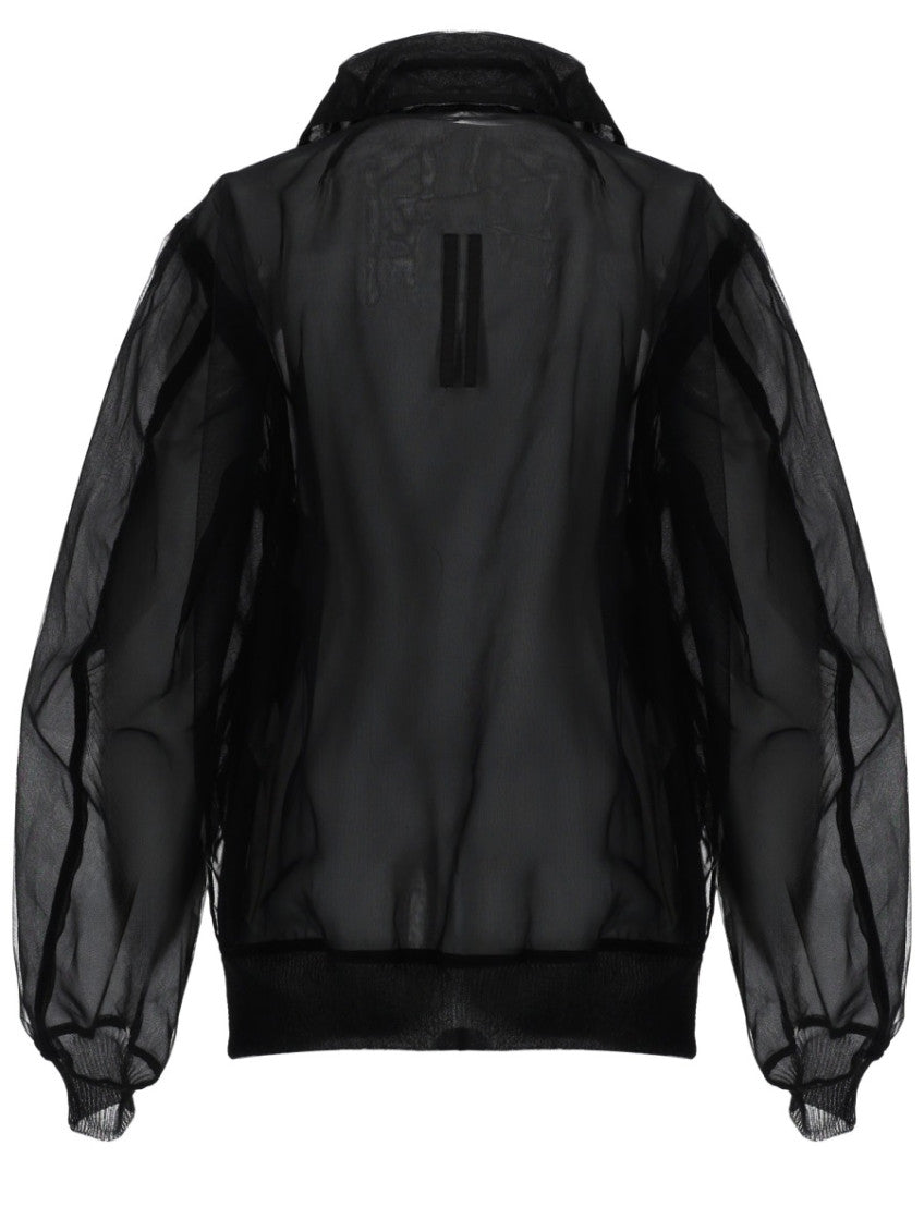Black Transparent Shirt Collar Jacket 2