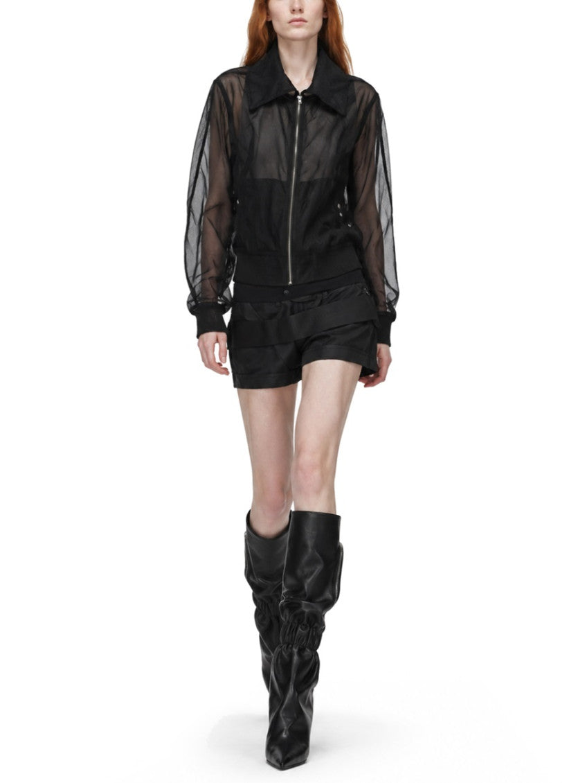 Black Transparent Shirt Collar Jacket 3