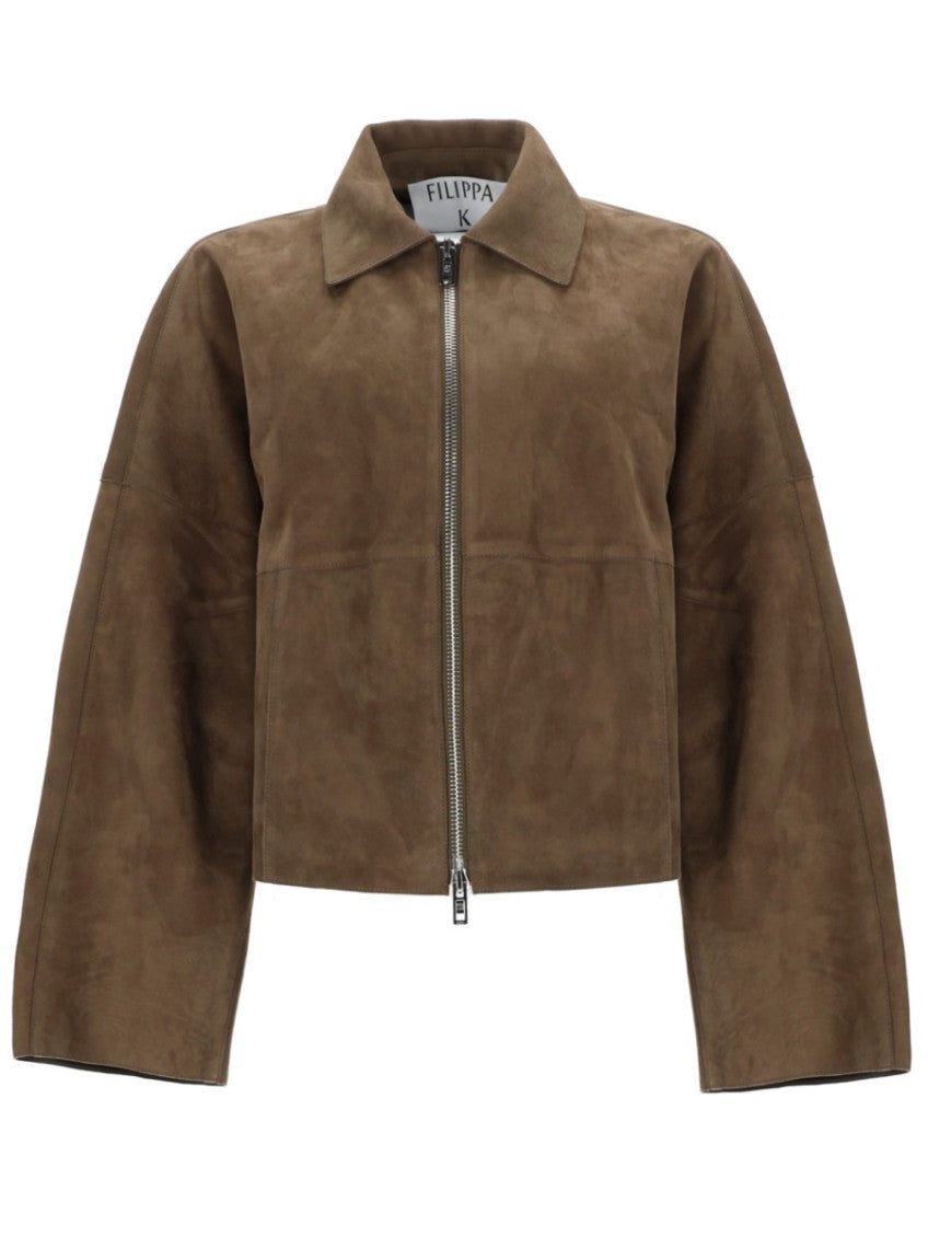 Green Solid Shirt Collar Jacket 1