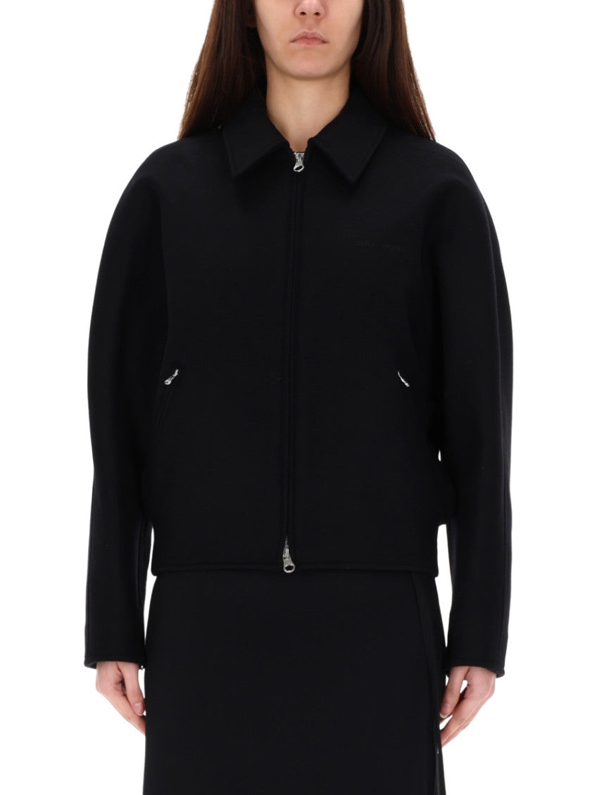 Black Solid Shirt Collar Jacket 2