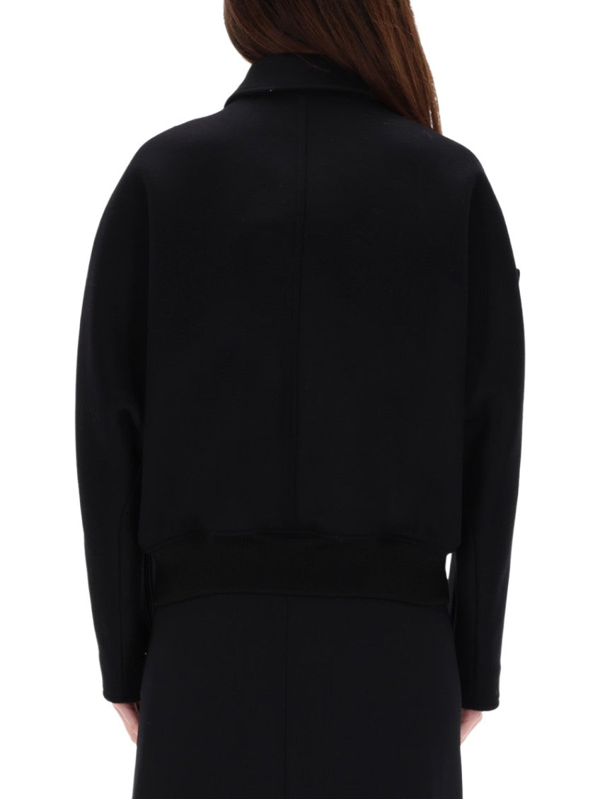 Black Solid Shirt Collar Jacket 3