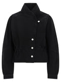Black Solid Mock Collar Jacket 1