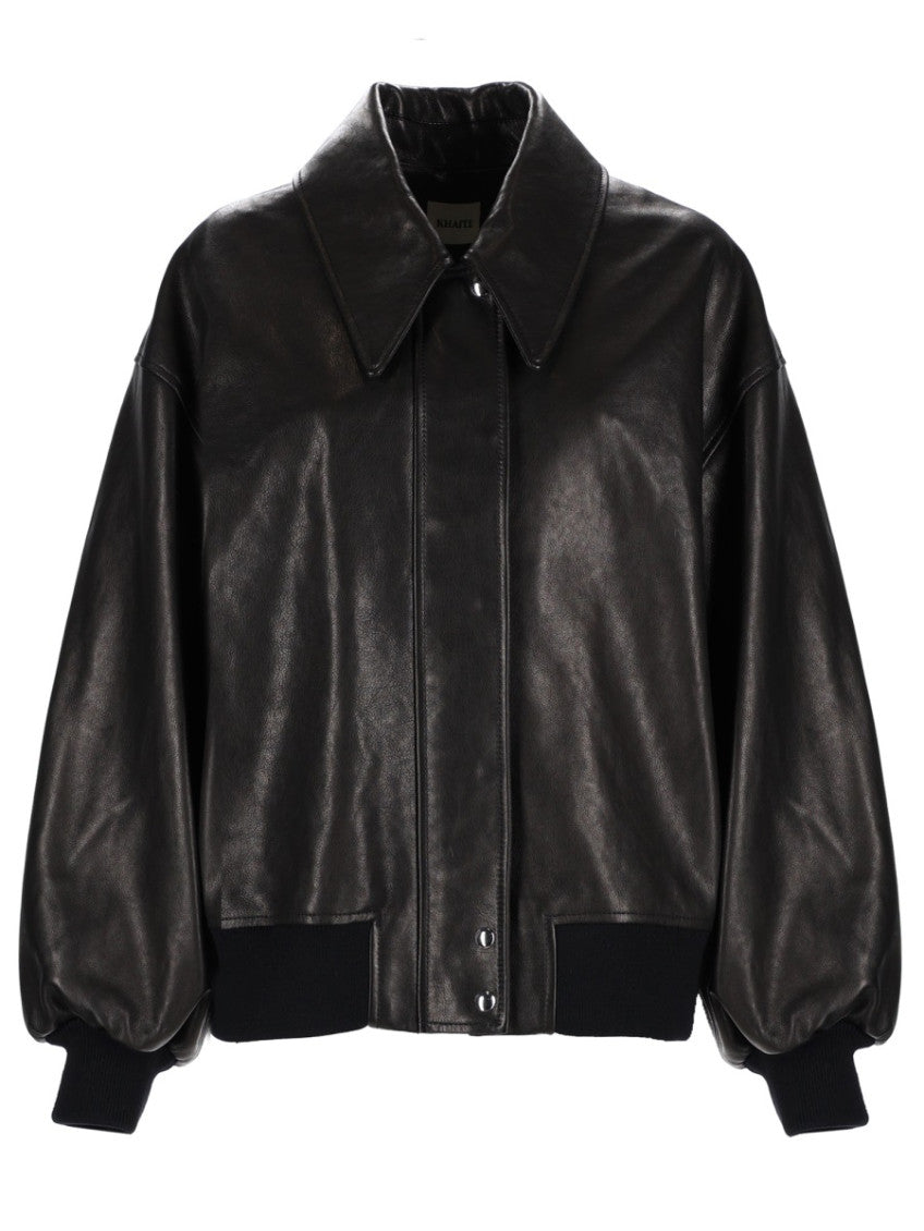 Black Solid Shirt Collar Jacket 1