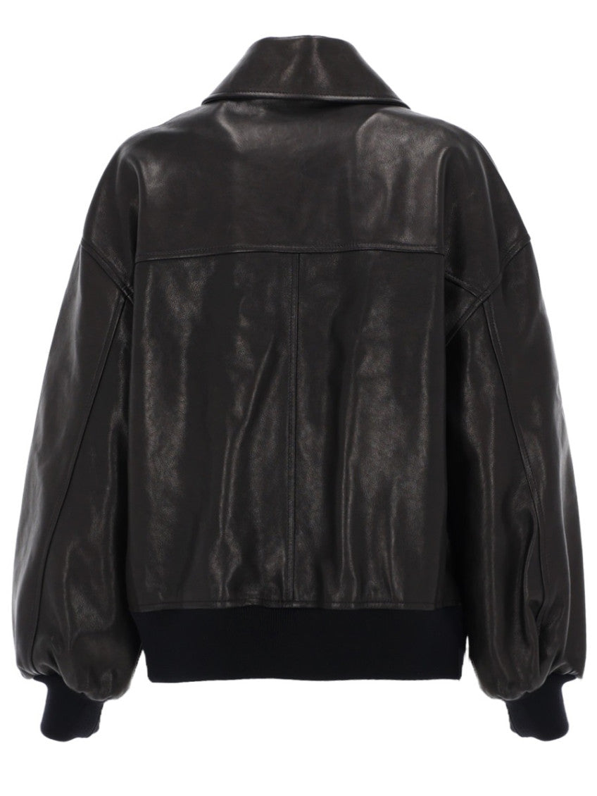 Black Solid Shirt Collar Jacket 2