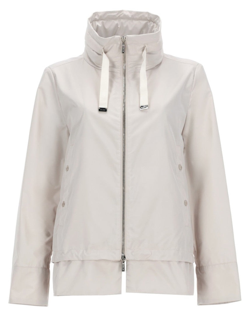 White Solid Band Collar Jacket 1