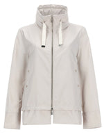 White Solid Band Collar Jacket 1