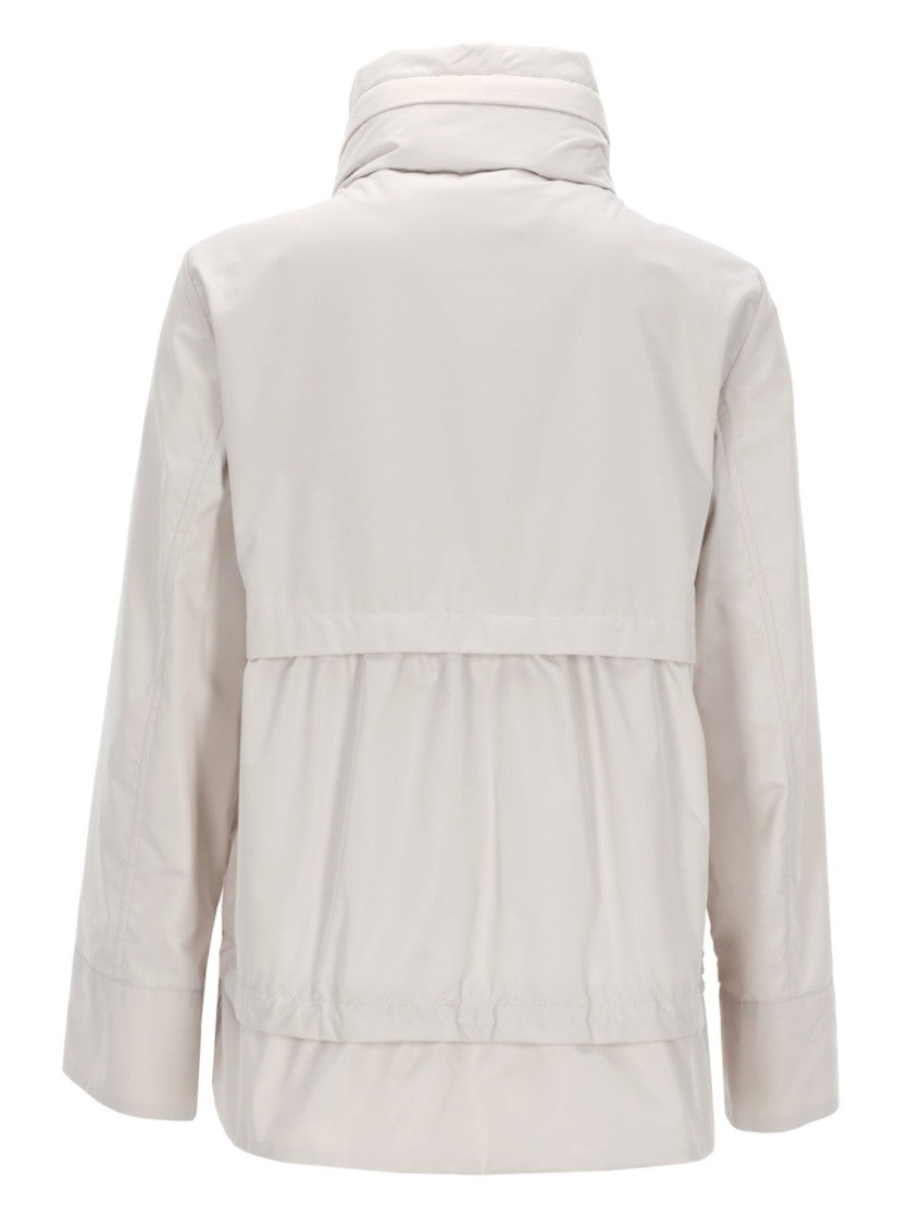 White Solid Band Collar Jacket 2