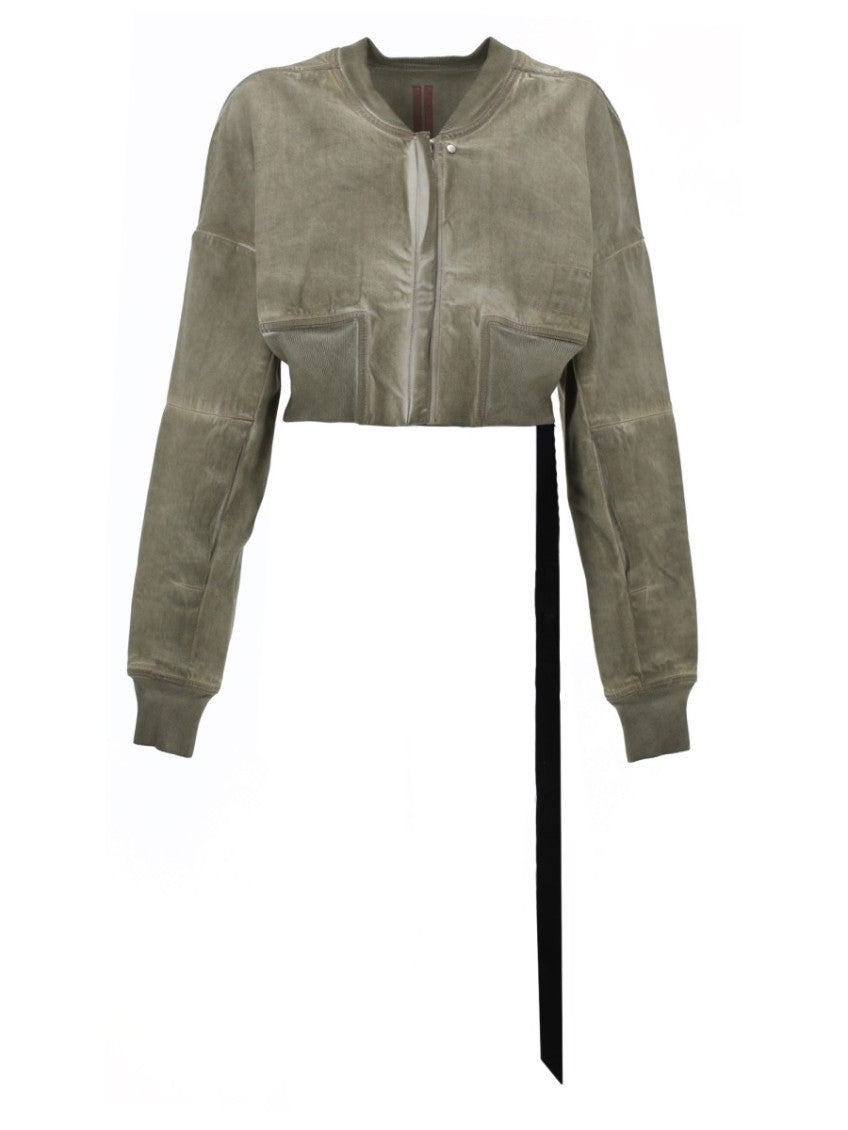Taupe Solid Crew Neck Jacket 1
