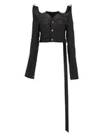 Black Solid V Neck Jacket 1