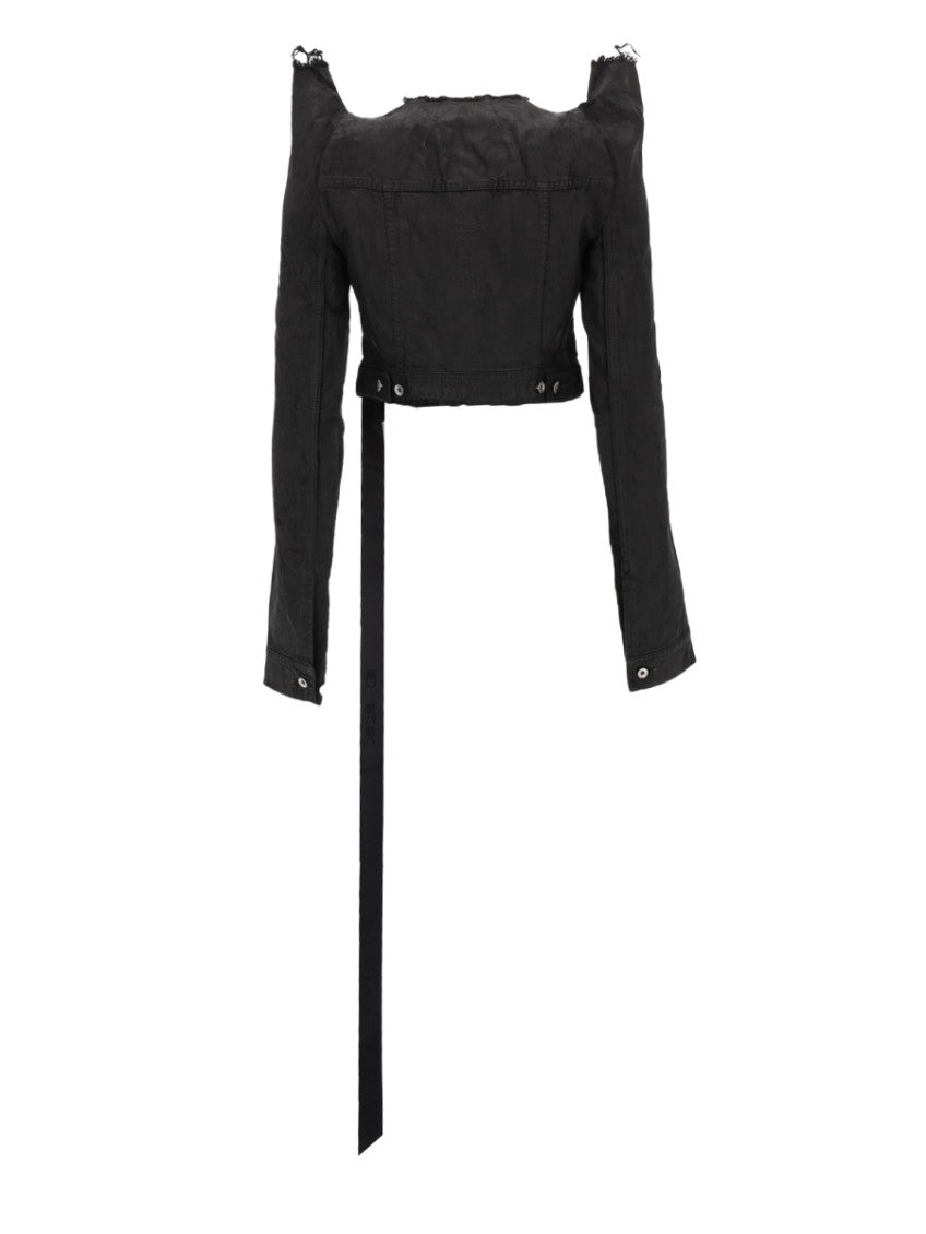 Black Solid V Neck Jacket 2