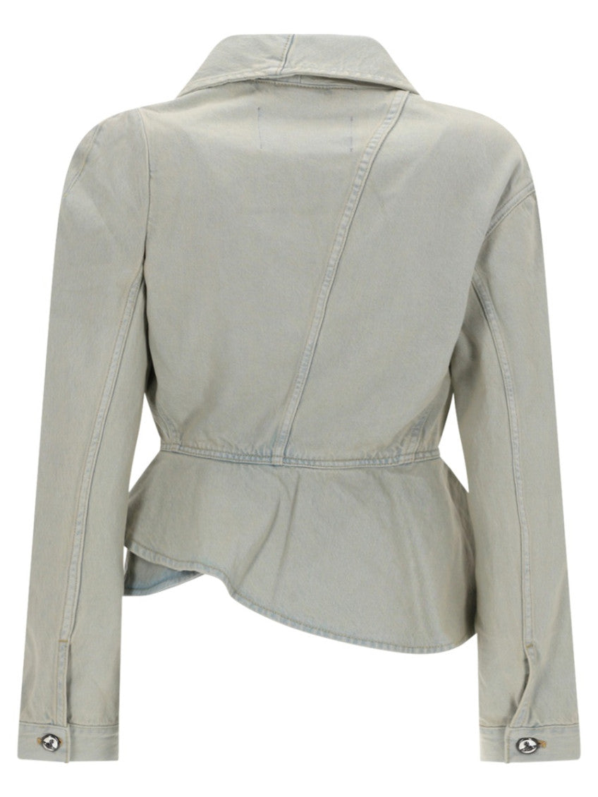 Blue Solid Shawl Lapel Jacket 2