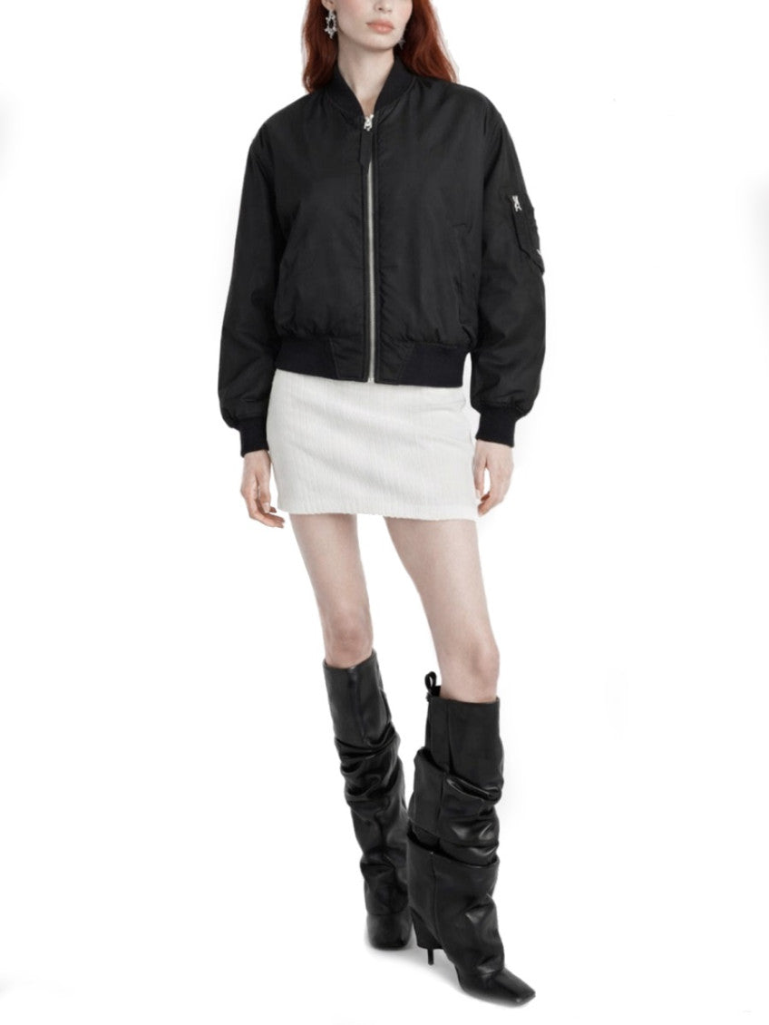 Black Solid Mock Collar Jacket 3