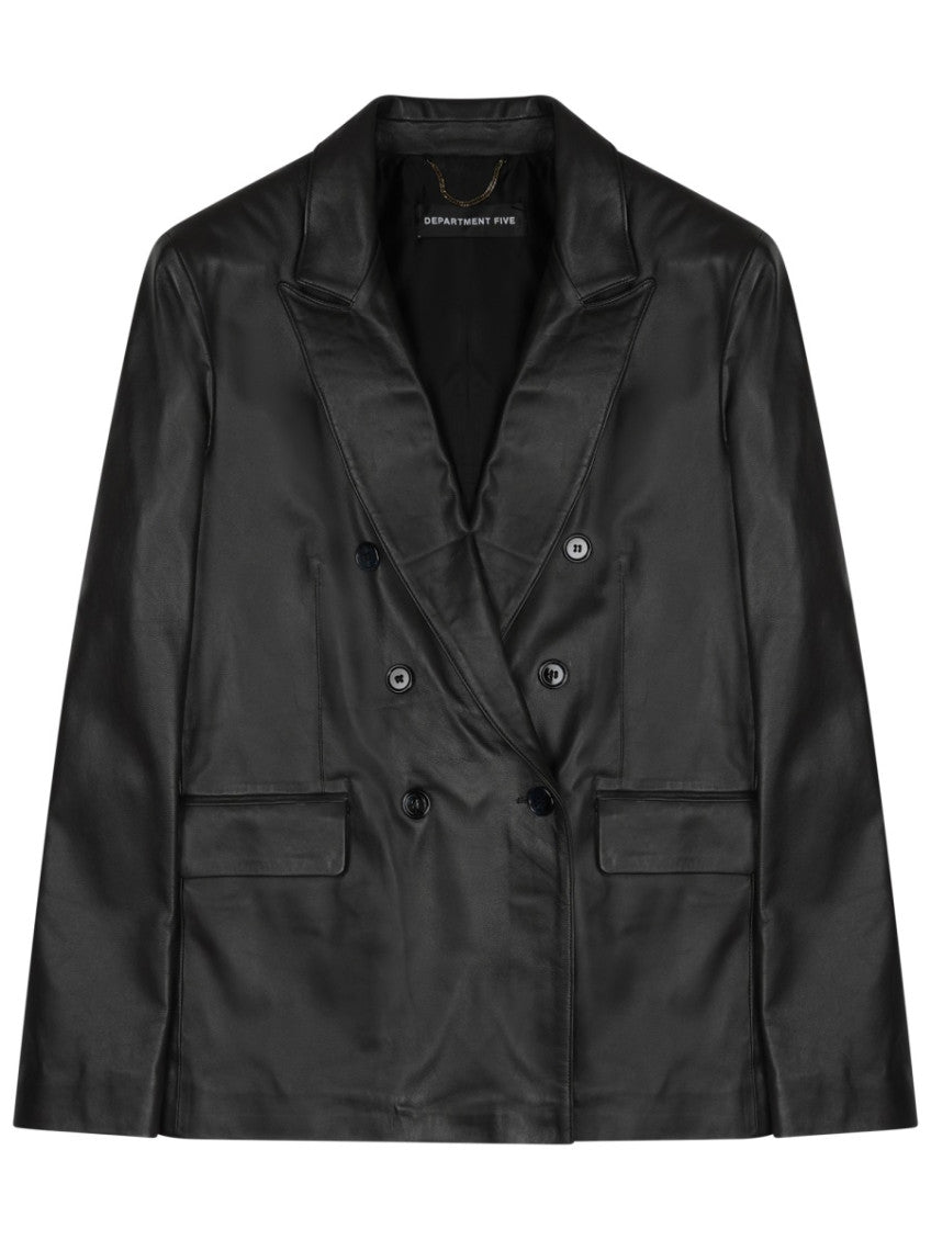 Black Solid Notched Lapel Jacket 1