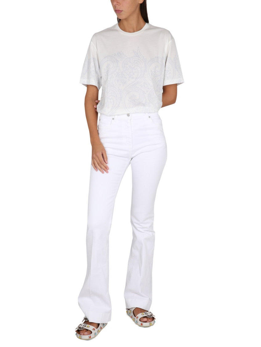 White Flared High Rise Jeans 4