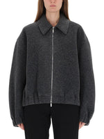 Grey Solid Shirt Collar Jacket 1